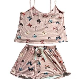 Butterfly Print Pink Sleepwear Set
